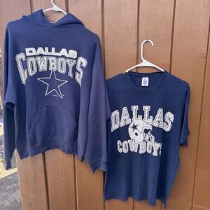 Vintage Dallas Cowboys NFL Logo 7 Made In USA Hoodie + Shirt Bundle Men’s XL 92